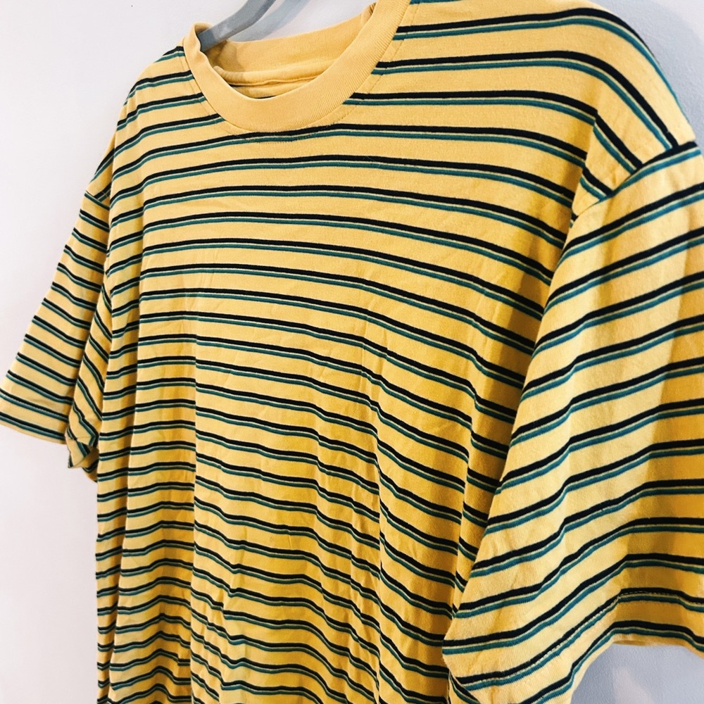 Yellow Striped Tee with Green & Black Lines - Picture 1 of 2